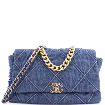 Chanel 19 Flap Bag Quilted Denim Maxi