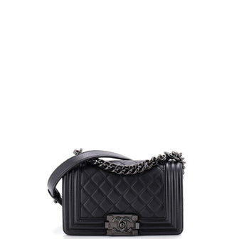 Chanel So Black Boy Flap Bag Quilted Lambskin Small