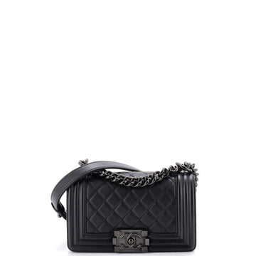 Chanel So Black Boy Flap Bag Quilted Lambskin Small