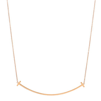Tiffany & Co. T Smile Pendant Necklace 18K Rose Gold Large