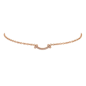 Tiffany & Co. T Smile Chain Bracelet 18K Rose Gold with Diamonds Mini