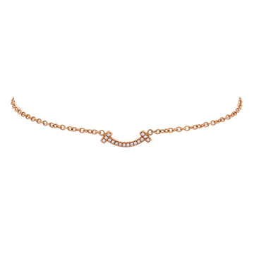 Tiffany & Co. T Smile Chain Bracelet 18K Rose Gold with Diamonds Mini