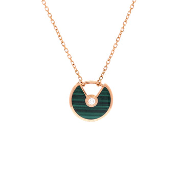 Cartier Amulette de Cartier Pendant Necklace 18K Rose Gold with Malachite and Diamond XS