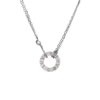 Cartier 2 Diamonds Love Pendant Necklace 18K White Gold with Diamonds