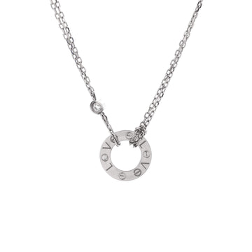 Cartier 2 Diamonds Love Pendant Necklace 18K White Gold with Diamonds