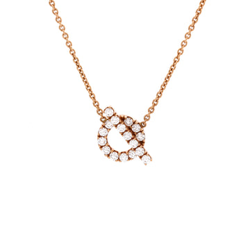 Hermes Finesse Pendant Necklace 18K Rose Gold and Diamonds