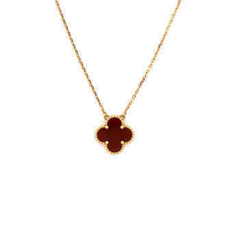 Van Cleef & Arpels Vintage Alhambra Pendant Necklace 18K Yellow Gold and Carnelian