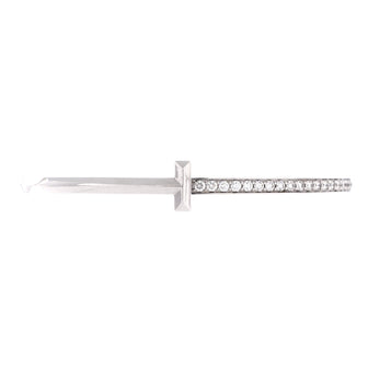 Tiffany & Co. T1 Hinged Bangle Bracelet 18K White Gold with Diamonds Narrow
