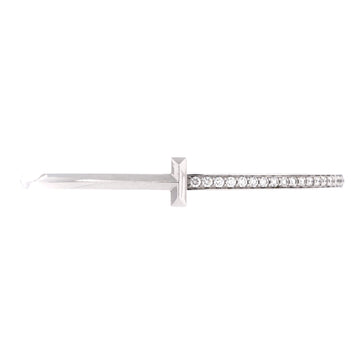 Tiffany & Co. T1 Hinged Bangle Bracelet 18K White Gold with Diamonds Narrow