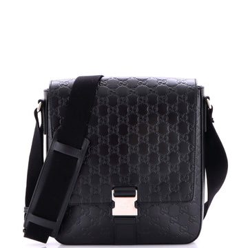 Gucci Buckle Flap Messenger Bag Guccissima Leather Small