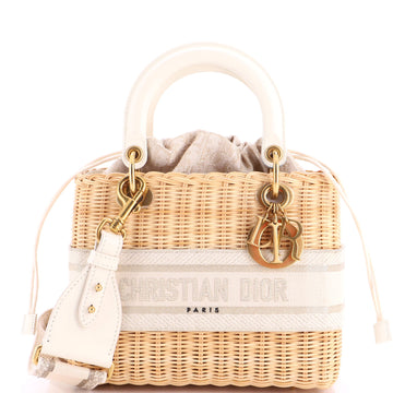 Christian Dior Lady Dior Bag Wicker and Oblique Canvas Medium