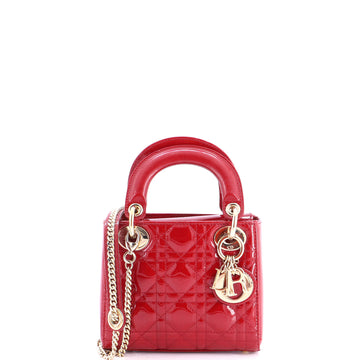 Christian Dior Lady Dior Chain Bag Cannage Quilt Patent Mini
