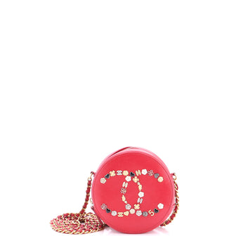 Chanel Lucky Charms Round Clutch With Chain Embellished Lambskin