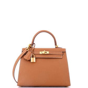 Hermes Kelly Handbag Brown Epsom with Gold Hardware 25