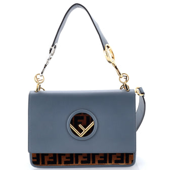 Fendi Kan I F Shoulder Bag Leather and Zucca Velvet Medium