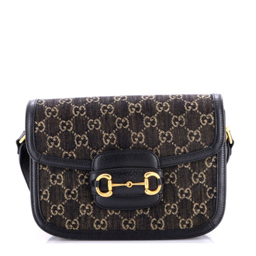 Gucci Horsebit 1955 Shoulder Bag GG Denim Small