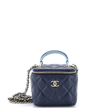 Chanel Classic Top Handle Vanity Case with Chain Quilted Lambskin Mini