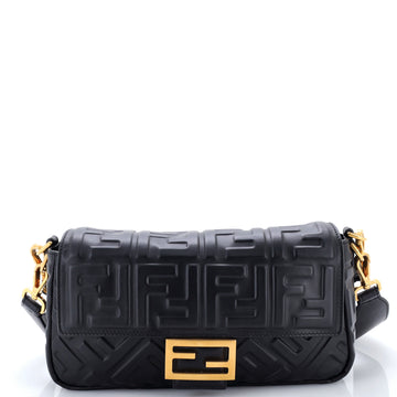 Fendi Baguette NM Bag Zucca Embossed Leather Medium