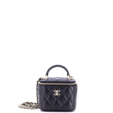 Chanel Classic Top Handle Vanity Case with Chain Quilted Lambskin Mini