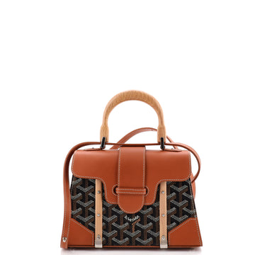 Goyard Structured Saigon Top Handle Bag Coated Canvas with Leather Mini