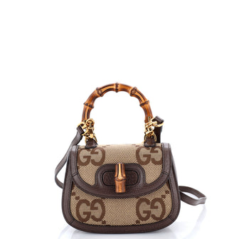 Gucci Bamboo 1947 Top Handle Bag Jumbo GG Canvas Mini