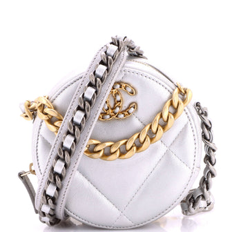 Chanel 19 Round Clutch with Chain Quilted Leather