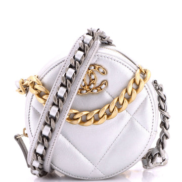 Chanel 19 Round Clutch with Chain Quilted Leather