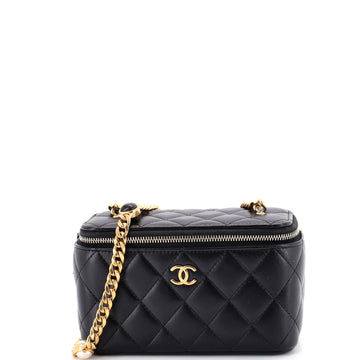 Chanel Classic Vanity Case with Resin Pearl Chain Quilted Lambskin Small