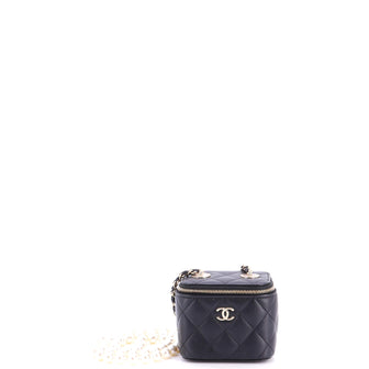 Chanel Vanity Case with Pearl Chain Quilted Lambskin Mini