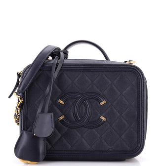 Chanel Filigree Vanity Case Quilted Caviar Medium
