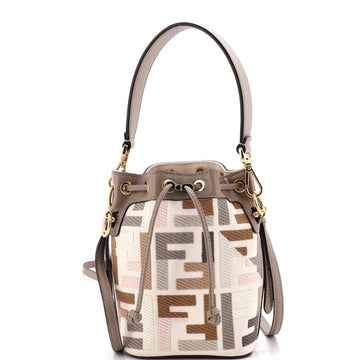 Fendi Mon Tresor Bucket Bag Zucca Embroidered Canvas Mini