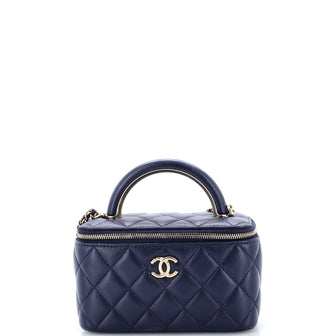 Chanel Charming Handle Vanity Case with Chain Quilted Lambskin Small