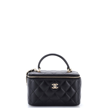 Chanel Classic Top Handle Vanity Case with Chain Quilted Lambskin Small