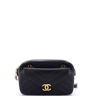 Chanel Coco Envelope Camera Case Bag Chevron Lambskin Small