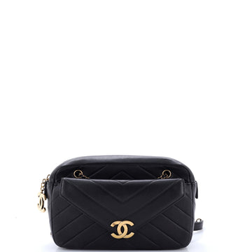 Chanel Coco Envelope Camera Case Bag Chevron Lambskin Small