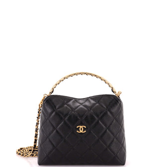 Chanel CC Fold Over Clutch with Chain Quilted Caviar