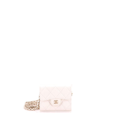 Chanel Classic Flap Card Holder on Chain Quilted Caviar Mini