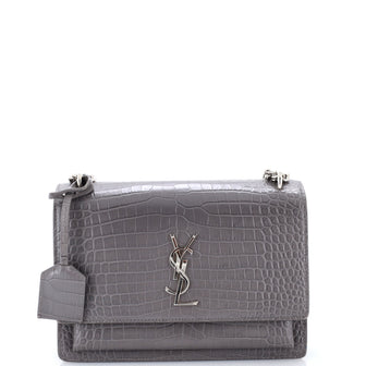 Saint Laurent Sunset Crossbody Bag Crocodile Embossed Leather Medium