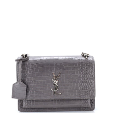 Saint Laurent Sunset Crossbody Bag Crocodile Embossed Leather Medium
