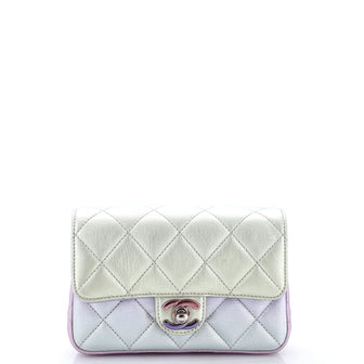 Chanel CC Chain Handle Flap Clutch Quilted Gradient Metallic Calfskin with Gradient Hardware