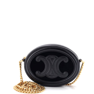 Celine Triomphe Oval Chain Crossbody Bag Velvet and Leather