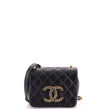 Chanel Crystal CC Full Flap Bag Quilted Lambskin Mini