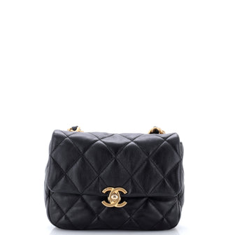 Chanel Lacquered Metal CC Flap Bag Quilted Lambskin Mini