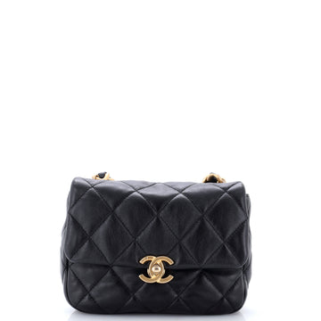 Chanel Lacquered Metal CC Flap Bag Quilted Lambskin Mini