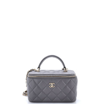 Chanel Classic Top Handle Vanity Case with Chain Quilted Lambskin Small