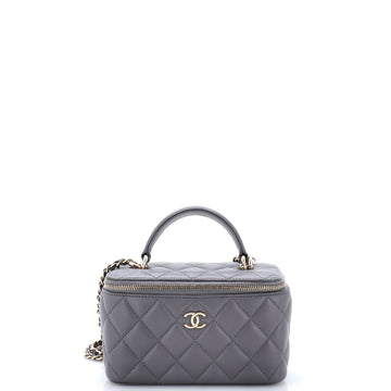 Chanel Classic Top Handle Vanity Case with Chain Quilted Lambskin Small
