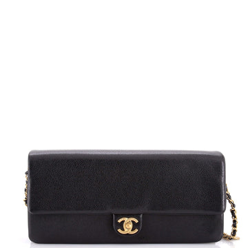 Chanel CC Medallion Maxi Chain Clutch Grained Calfskin East West