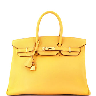 Hermes Birkin Handbag Yellow Epsom with Gold Hardware 35