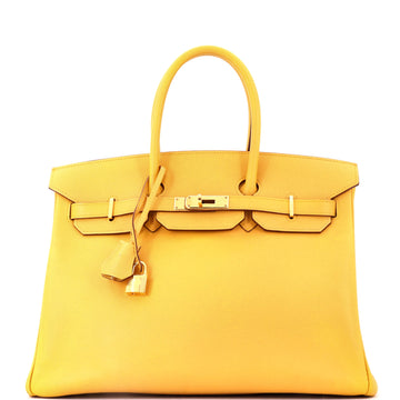 Hermes Birkin Handbag Yellow Epsom with Gold Hardware 35