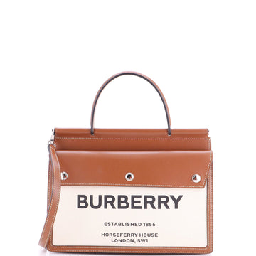 Burberry Title Pocket Bag Horseferry Print Canvas with Leather Small
